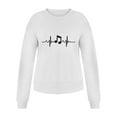 thumbnail image 3 of Baqcunre Womens Hoodies Womens Casual Long Sleeve Round Neck Sweatshirts Heartbeat Prints Loose Top Crewneck Sweatshirts Fall Outfits Women Trendy White XL, 3 of 3