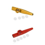 2x Metal Kazoo Harmonica Mouth Flutes, with Five Diaphragm Adjustable for Adults