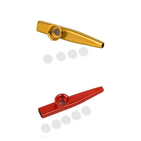 2x Metal Kazoo Harmonica Mouth Flutes, with Five Diaphragm Adjustable for Adults