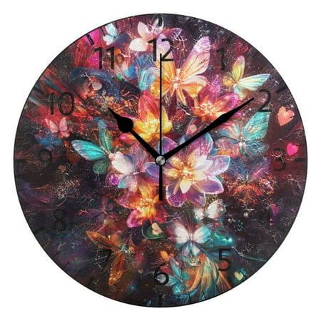 YAZAOO Decorative Wall Clock Size：25cm Charmed Blossoms Design Pattern Clock