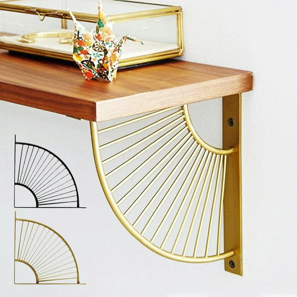 Soporte de Pared Metálico para Estantes | Soporte Triangular para Baño, Cocina y Sala de Estar | Dorado y Negro | 15 X 15 X 3 Cm | Capacidad de 50 Kg