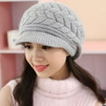 thumbnail image 2 of Ausyst Hats Clearance! And Winter Beley D-uck Thickened Warm Knit With Hood, 2 of 4