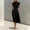 01 Black, variant on Women's Stand-Up Collar Breathable Dress Summer Ankle Length Shift Dress Side Pockets Simple Maxi Dress
