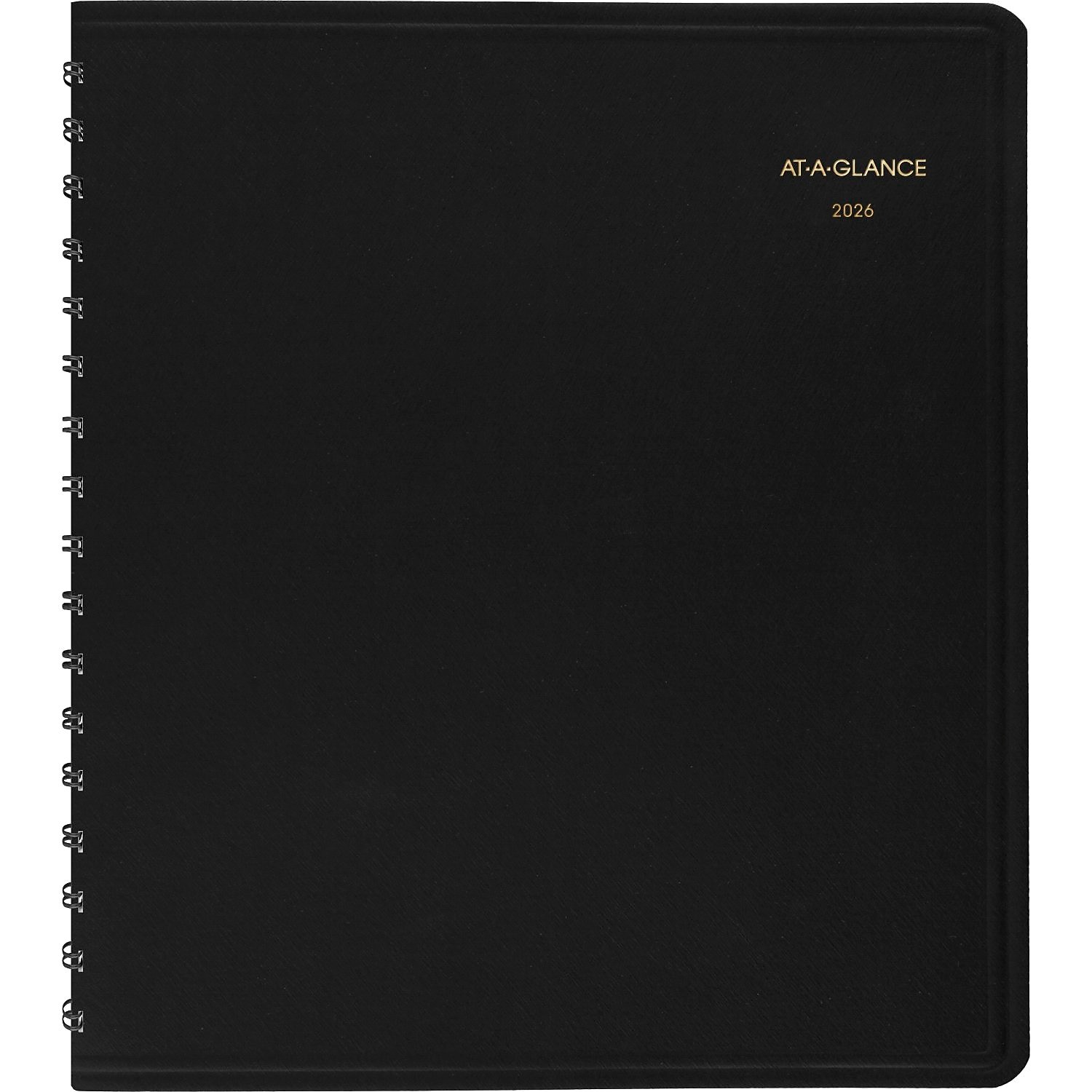 2026 AT-A-GLANCE 24-Hour 7" x 8.75" Daily Appointment Book Planner Faux Leather Cover Black
