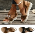 thumbnail image 4 of Lovskoo 2024 Women's Wedge Espadrille Sandals Summer Bohemian Shoes Open Toe Dressy Platform Sandals Slip on Elastic Ankle Strap Sandals Black, 4 of 4