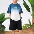 thumbnail image 2 of Kids Oversized T Shirt Boys Cotton Loose Short Sleeve Pullover Shirts Boy Summer Gradient Print Casual Tops (Blue 7 Years), 2 of 3
