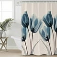 thumbnail image 6 of Shower Curtains Blue Tulip Bath Curtain Retro Flower Floral Waterproof Bathroom Shower Curtain Set with Hooks Decoration 72 x 84 Inches, 6 of 7