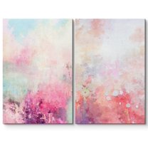 IDEA4WALL Canvas Print Wall Art Set Pastel Rainbow Paint Landscape Digital Art Decor Bohemian Retro Floral Artwork Contemporary Minimalism for Living Room, Bedroom, Office - Canvas 16"x24"x2