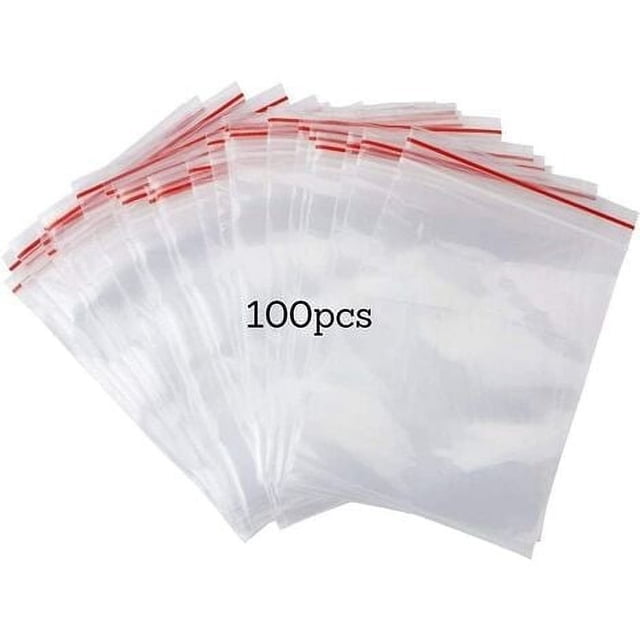 100 bolsas resellables con cremallera Bolsa transparente con cremallera Bolsa con cremallera Bolsa de plástico con cremallera Bolsa de plástico transparente Bolsas transparentes 13x19cm, 8 seda,