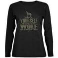 thumbnail image 1 of Always Be Yourself Wolf Black Womens Long Sleeve T-Shirt, 1 of 1