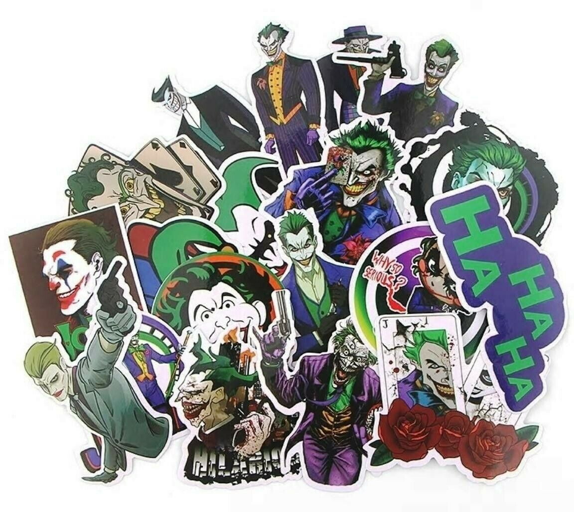 The Joker Character Themed Set of 19 Assorted Stickers Decal Set