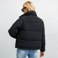 thumbnail image 3 of IWEMEK Women Coats Casual Winter Quilted Jackets for Womens Comfort Plain Black Jacket Highneck Leisure Fashion Clothing, 3 of 7