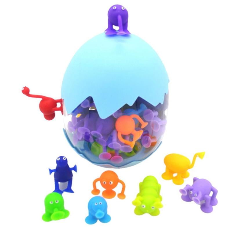 Kids Silicone Suction Cup Bath Toy 36 Pieces Building Blocks Suction