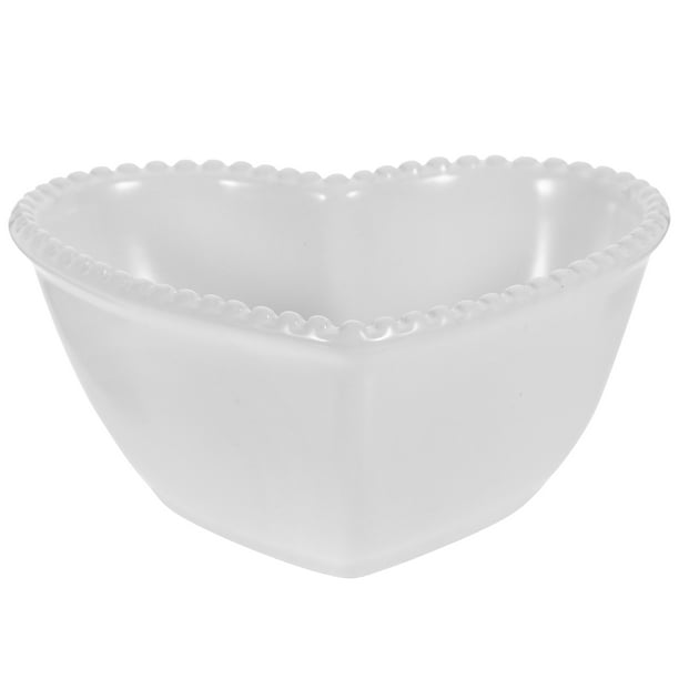 EeaseMX Cuenco de cerámica con forma de corazón para ensalada de frutas, postres y comida, ideal para el hogar, restaurante y cocina (blanco)