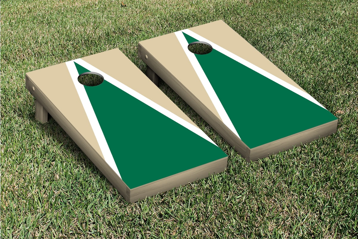 Light Gold & Green Triangle Cornhole Boards Game Set (Matching Version