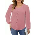 thumbnail image 3 of UVN Blouses for Women V Neck Long Sleeve Shirts Dressy Casual Ruffle Chiffon Tops, 3 of 10