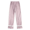 thumbnail image 5 of LWavelet Ribbed Fabric Pom-pom Trim Lounge Pants Women Casual Home Wear Pink M, 5 of 8