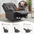 thumbnail image 5 of Eastvita Gray Oversized Manual Recliner Sofa with Deep Seat/Vibration Massage/Heat Function, 5 of 5