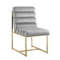 thumbnail image 3 of Inspired Home AD195-02GG2-UE 19.8 x 27.8 x 37 in. Posh Living Makynlee Upholstered Chair with Stainless Steel Frame, Grey & Gold - Set of 2, 3 of 8