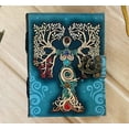 thumbnail image 6 of Blank Spell Book of Shadows Journal with Lock Clasp Vintage Leather Seven stone Journals Embossed Prayer Pagan Witchcraft Supplies Wiccan Gifts Witchy Gifts Women Mystic Goddess 7 x 5 inch 200 Pages, 6 of 6
