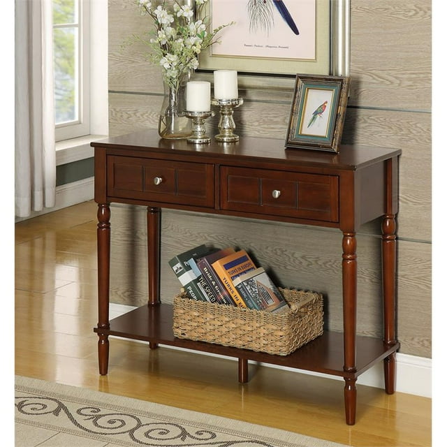 Convenience Concepts French Country Two-Drawer Hall Table in Espresso Wood