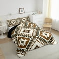 thumbnail image 3 of jejeloiu Rustic Western Aztec Queen Comforter Set,Retro Bohemian Geometric Bedding Sets,Brown Beige Bedding Comforter Set For Men Women,Home Decor Reversible,3-Piece, 3 of 8