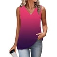 thumbnail image 4 of Craaazy Women's Gradient Print V-Neck Sleeveless Pleated Casual Tank Top for Spring & Summer Gifts, 4 of 5