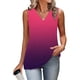 thumbnail image 4 of Mujeres sin mangas Tops de verano gradiente color fuera de posición impresión V-cuello blusa casual Mujeres V-cuello de verano Tops, 4 of 7