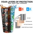 thumbnail image 3 of 16oz Tumblers Red Mushroom Snail Black Pattern Stainless Steel Vacuum Insulated Double Wall Travel Tumbler Cups Mug with Lid and Straw,Cleaning Brush for Coffee,Tea, 3 of 4