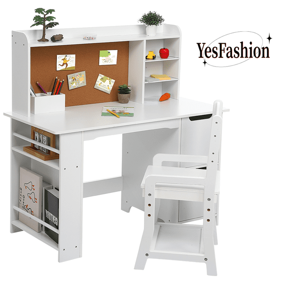 Yesfashion Kids Wooden Activity Table and Chair Set, White