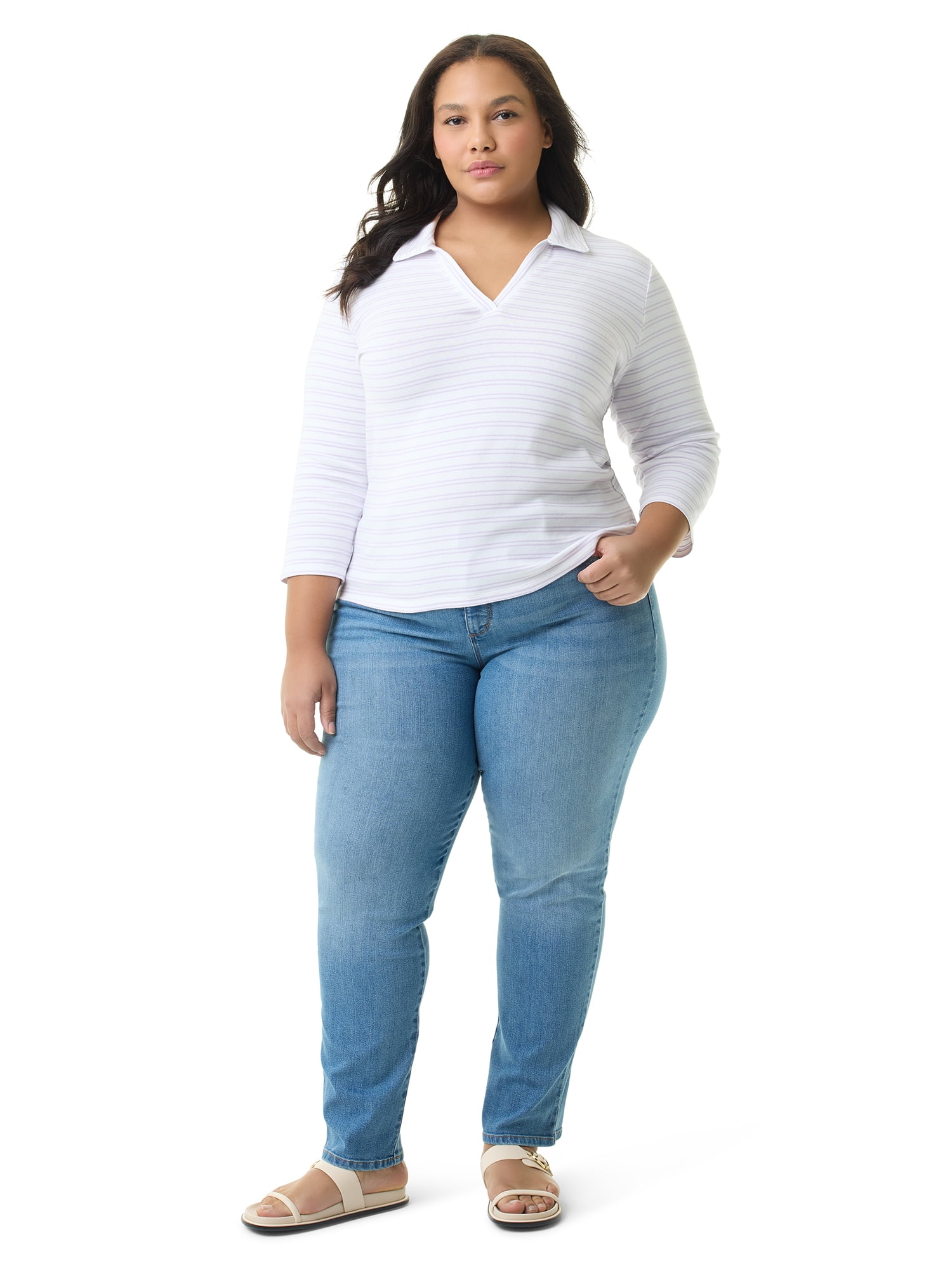 Gloria Vanderbilt Swan Series Women's Plus Amanda 5 Pocket Jeans, Sizes 16W-24W