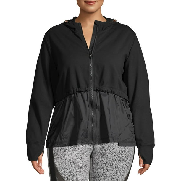 Athletic Works Women's Plus Size Active Lightweight Mixed Media Jacket
