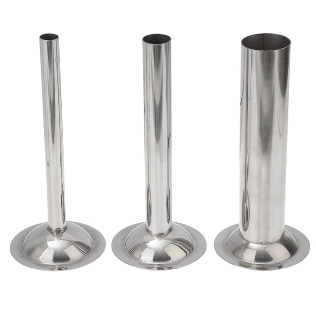 FELTECHELECTR Juego de 3 tubos embutidores de salchichas de acero inoxidable, picadora de alimentos y herramientas para rellenar salchichas (tamaño 8)