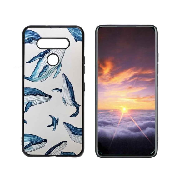Compatible with LG Q51 Phone Case, Whales-2 Case Men Women, Flexible Silicone Shockproof Case for LG Q51