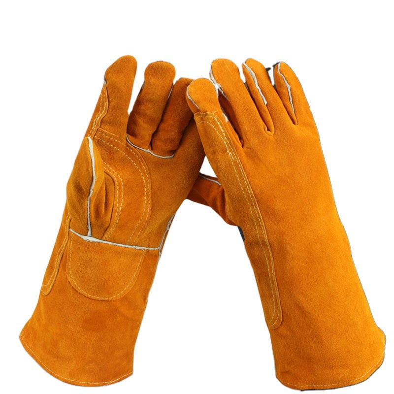 OZERO Gants De Barbecue En Cuir Longs – Protection Extrême Chaleur Jusqu'à 500°C, Avant-Bras Inclus, Idéal Grill, Four, Cheminée