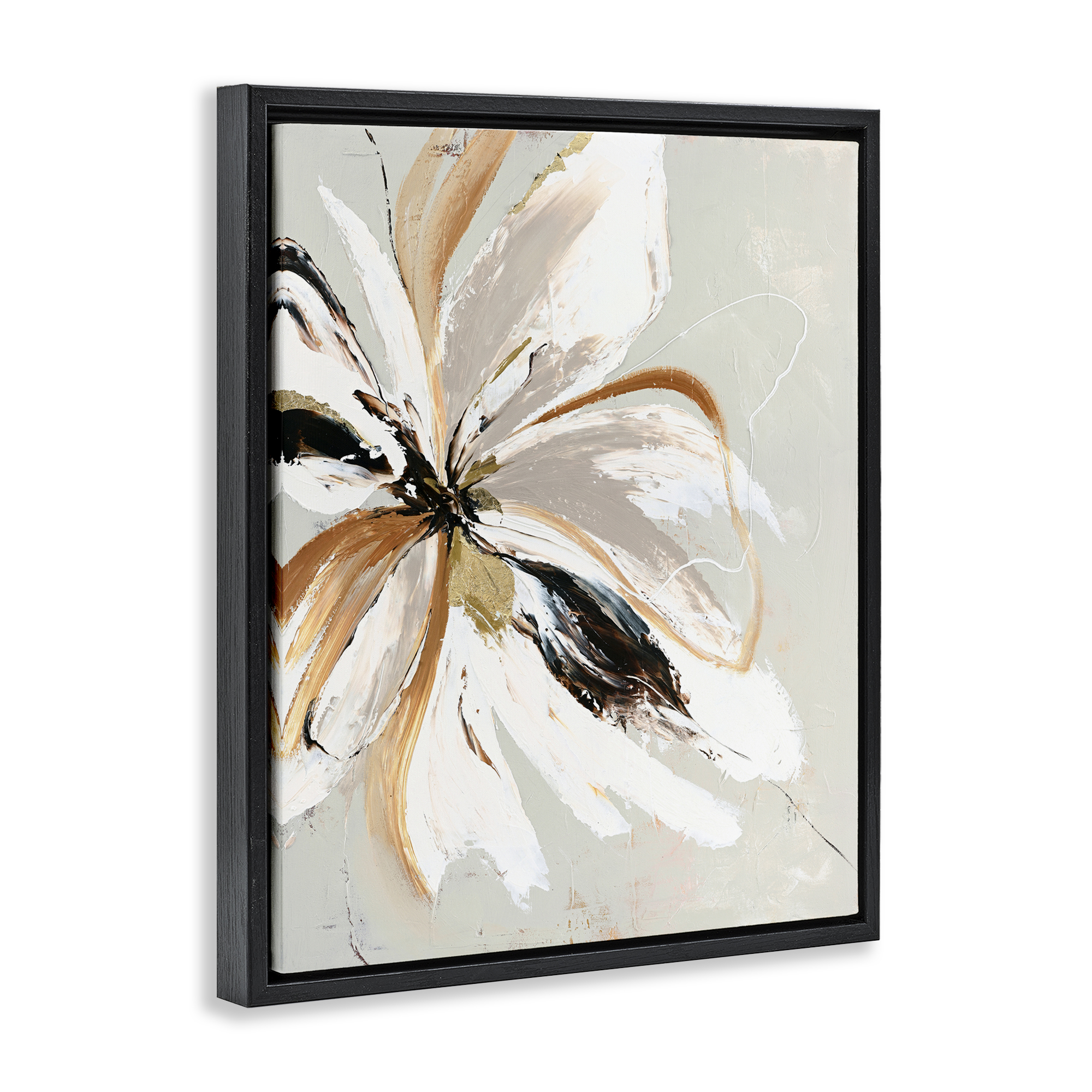 Expressive Cornelia Flower Black Framed Floater Canvas Wall Art, design by Design Fabrikken