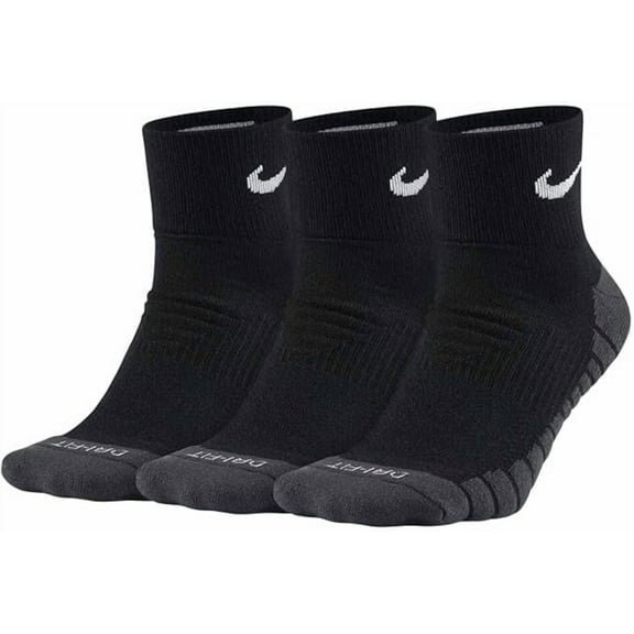 Nike Unisex 3PK Dri-Fit Cushion Quarter High Socks Medium SX5549-010