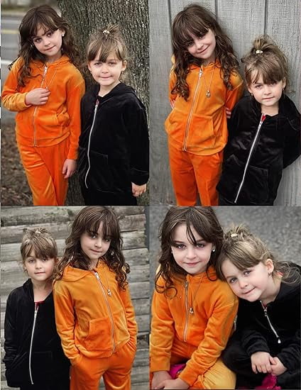 Oudiya Girls 2 Piece Outfits Velour Tracksuit Hoodie and Jogger Set Sweatsuit Athletic Clothes Sets