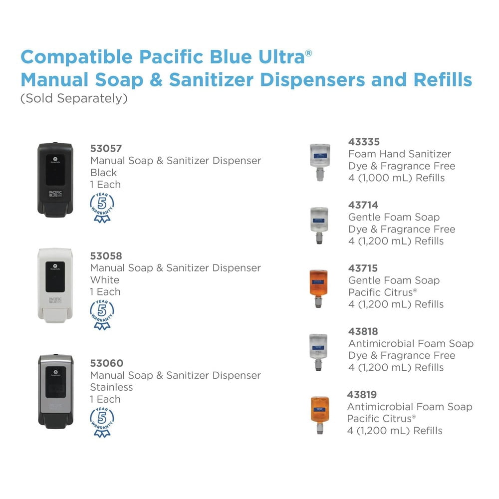 1200 mL Pacific Blue Ultra Antimicrobial Foam Soap Manual Dispenser Refill - Pacific Citrus (4/Carton)