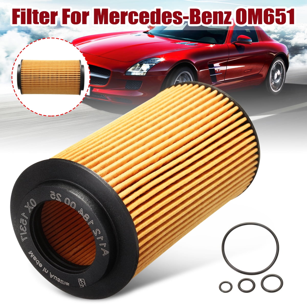 For MercedesBenz W204 W212 OM651 Oil Filter + Seal Ring Gasket