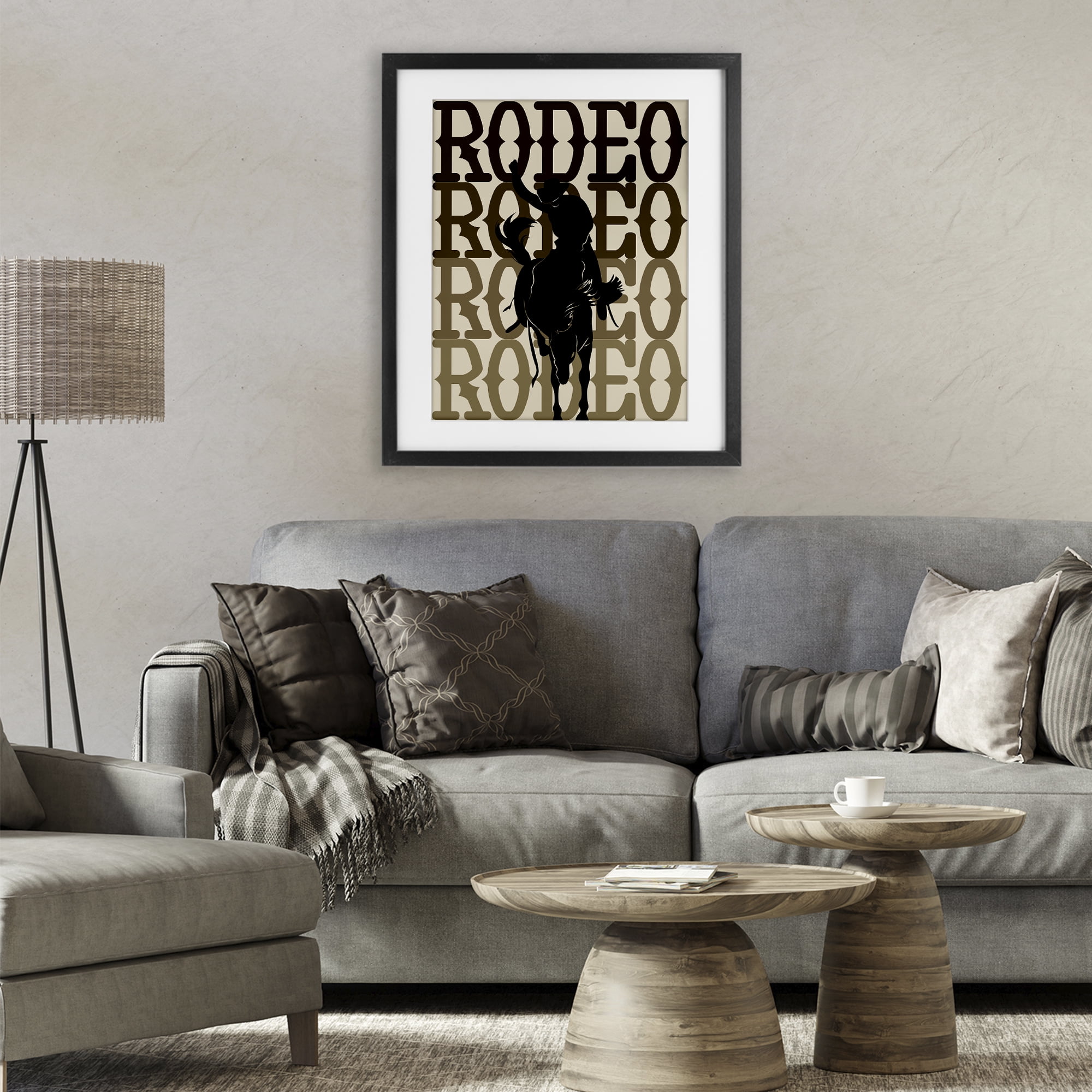 Stupell Industries Rodeo Gradient Cowboy Black Framed Print Under Glass, design by CAD Designs