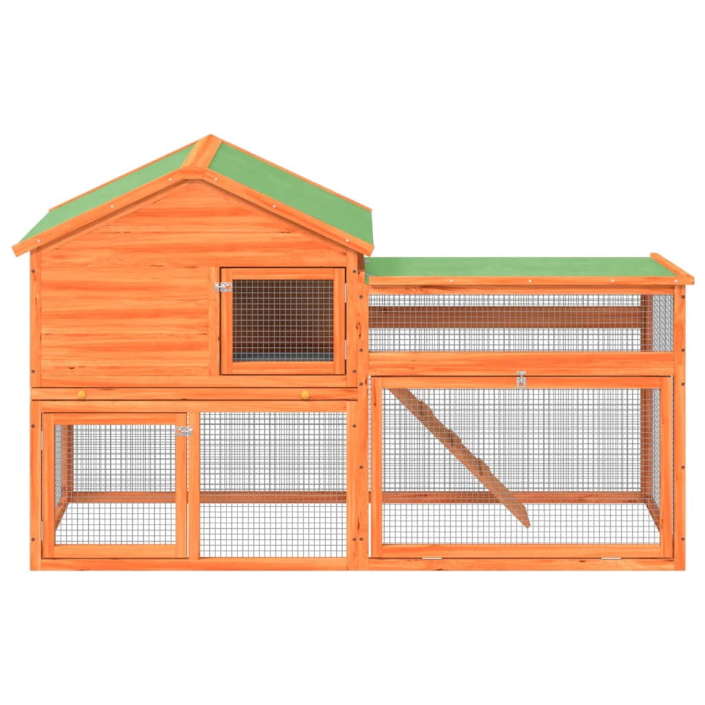vidaXL Rabbit Hutch Brown 73"x23.8"x43.1" Solid Wood Pine