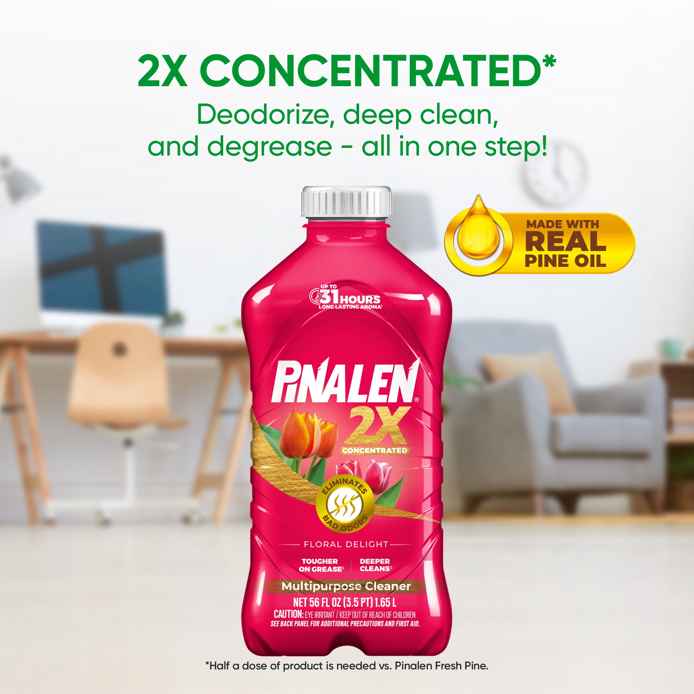 (3 pack) Pinalen 2X Max Aromas Household All Purpose Cleaner - Floral Delight Scent, 56 fl oz Size Bottle