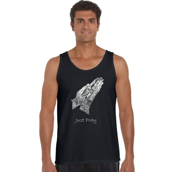 LA Pop Art Men's Word Art Tank Top - Prayer Hands