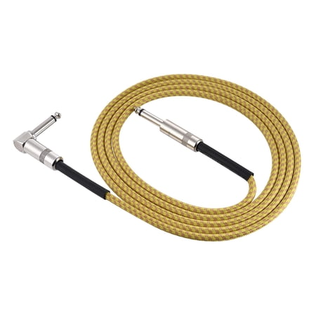 1/4" Guitar Audio Cable Straight to Right Angle Plug And Play Noise Reduction Stereo for Electronic Organs, , 200cm
