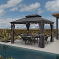 thumbnail image 2 of PURPLE LEAF 10' X 12' Permanent Hardtop Gazebo Aluminum Frame Gazebo with Galvanized Steel Double Roof for Patio Lawn and Garden, Light Included, Grey, 2 of 14