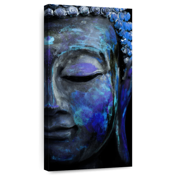 Elephant Stock Blue Meditating Buddha Wall Art - Religion And Spirituality Canvas Canvas - 12" x 24"