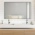 thumbnail image 4 of Sassi 48" Rectangle Bathroom/Vanity Matt Black Aluminum Framed Wall Mirror, 4 of 15