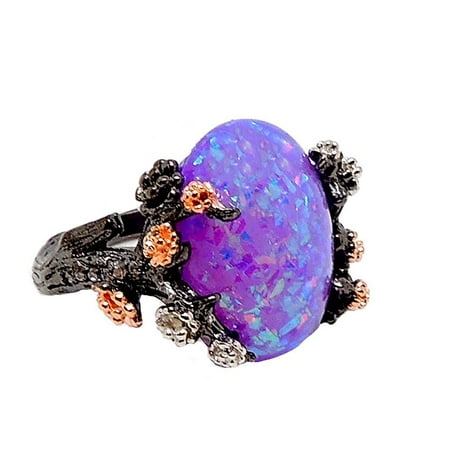 Ginger Lyne Collection Henrietta Elven Tree Branch Setting Oval Shape Lab Created Fire Opal Ring