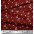 thumbnail image 3 of Soimoi Tissu Popeline de Coton Imprimé Feuilles & Roses au Mètre 56 Pouces de Large, 3 of 3